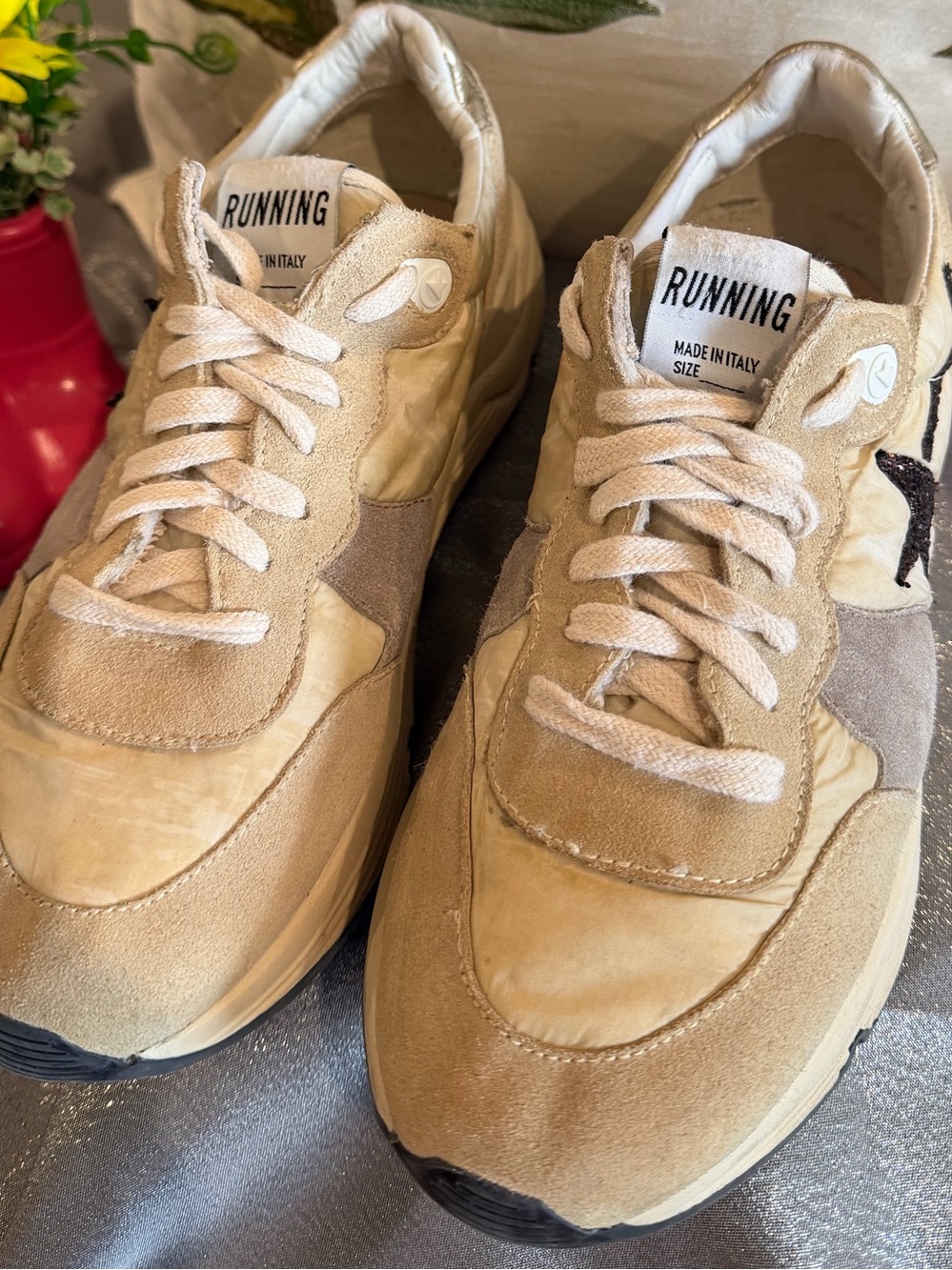Golden Goose Running Sole Sneakers Beige Suede Gold GGDB Size 39 US 9 - Picture 10 of 14